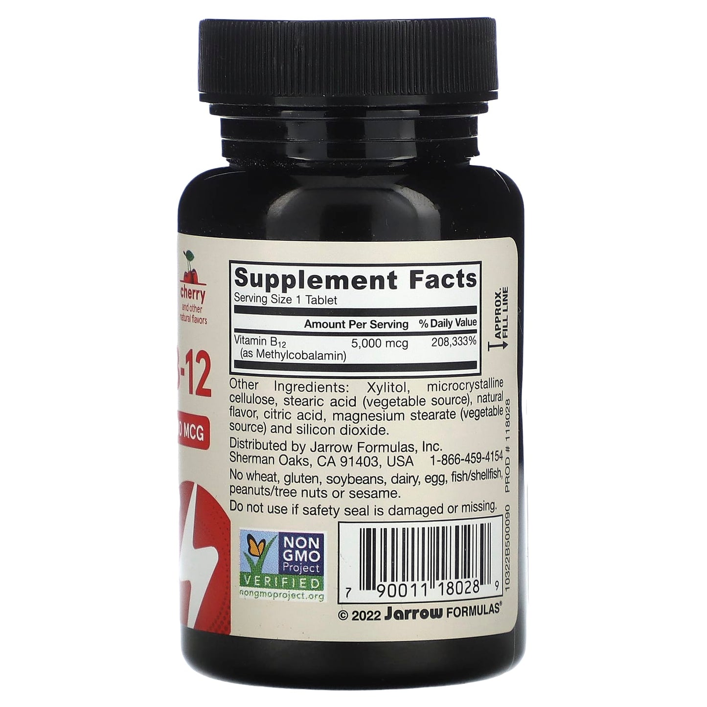 Jarrow Formulas Vegan Methyl B-12, Maximum Strength, 5,000 mcg, 90 Chewable Tablets - Image 2