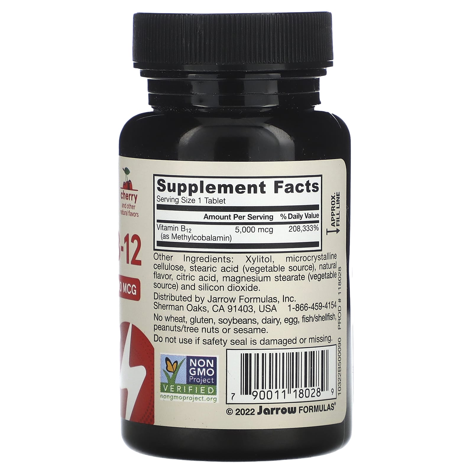 Jarrow Formulas Vegan Methyl B-12, Maximum Strength, 5,000 mcg, 90 Chewable Tablets - Image 2