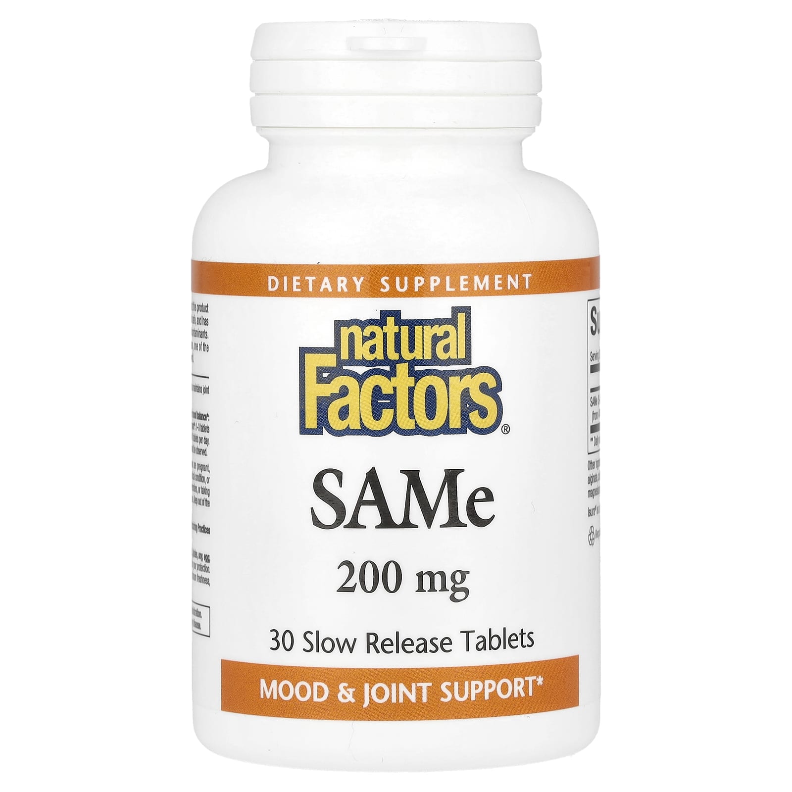 Natural Factors, SAMe , 200 mg, 30 Slow Release Tablets - Image 1