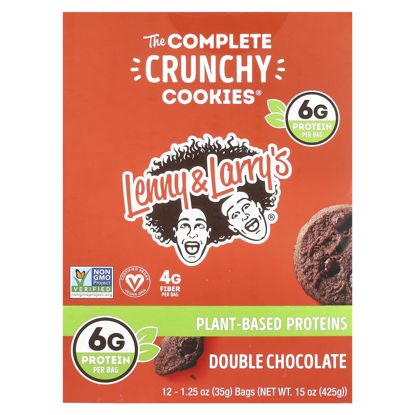Lenny & Larry's, The Complete Crunchy Cookies®, Double Chocolate, 12 Bags, 1.25 oz (35 g) Each - Image 1