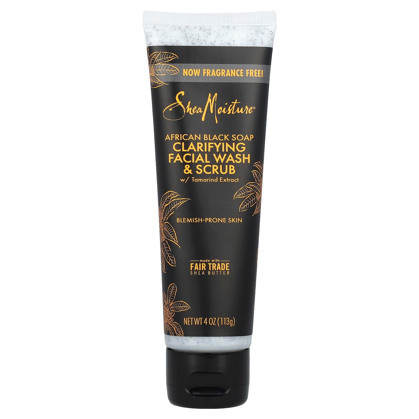 SheaMoisture, Clarifying Facial Wash & Scrub With Tamarind Extract, African Black Soap, Fragrance Free,  4 oz (113 g) - Image 1