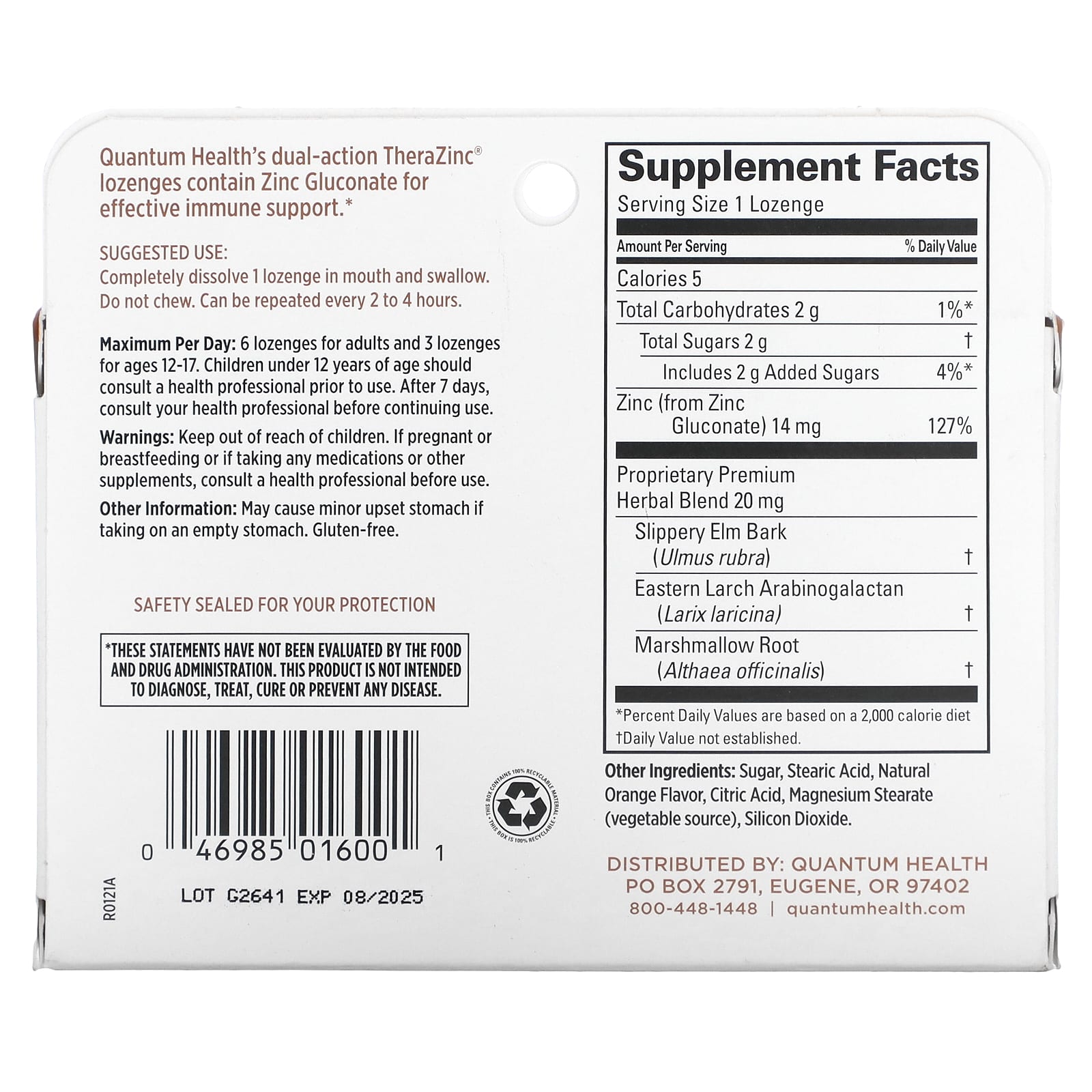Quantum Health, TheraZinc, Zinc Lozenges, Orange, 24 Lozenges - Image 2