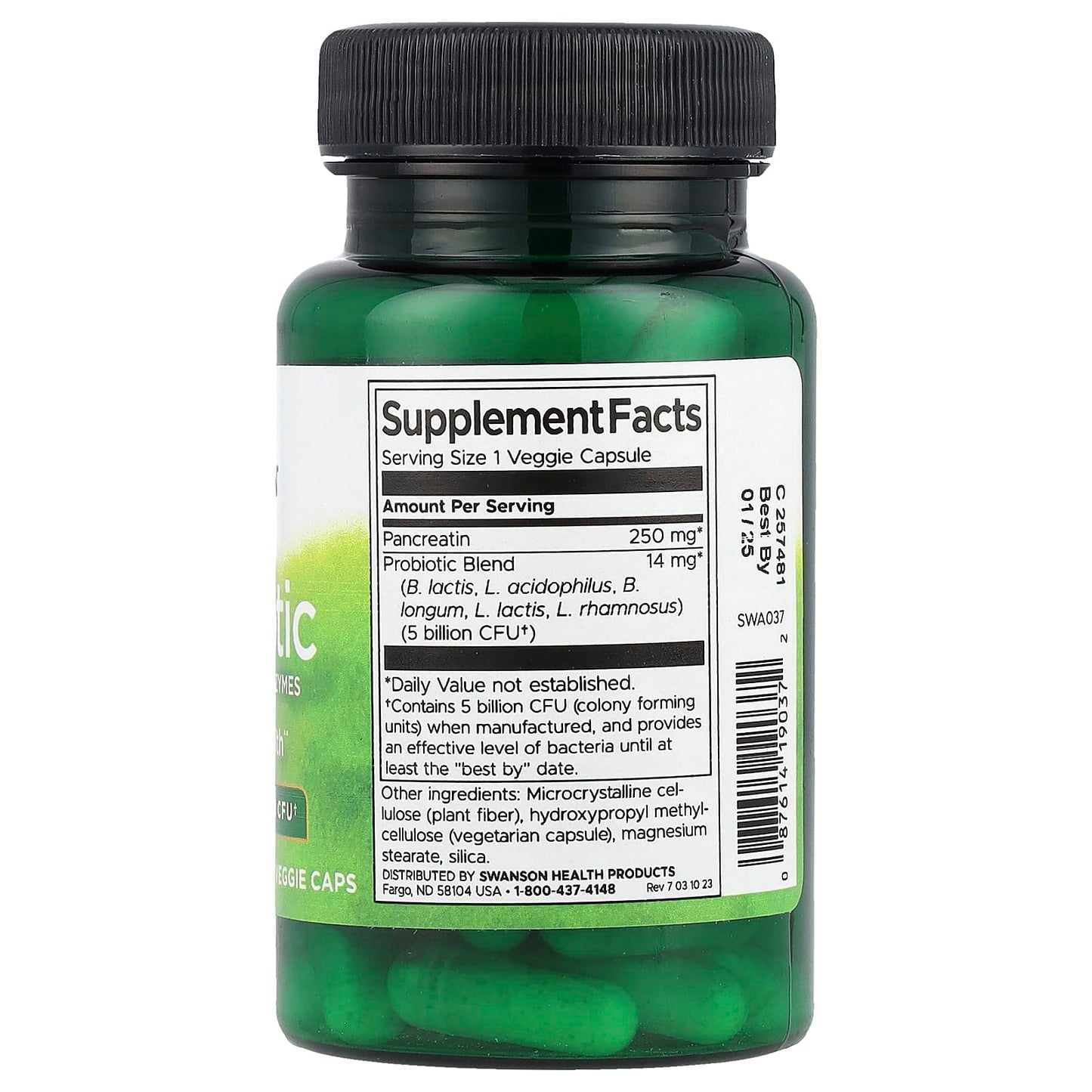 Swanson, Probiotic with Digestive Enzymes, 5 Billion CFU, 60 Veggie Caps - Image 2
