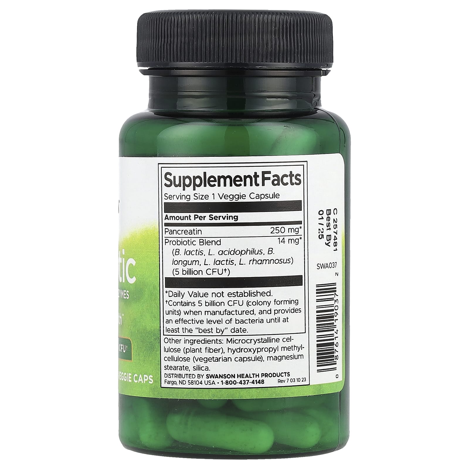 Swanson, Probiotic with Digestive Enzymes, 5 Billion CFU, 60 Veggie Caps - Image 2