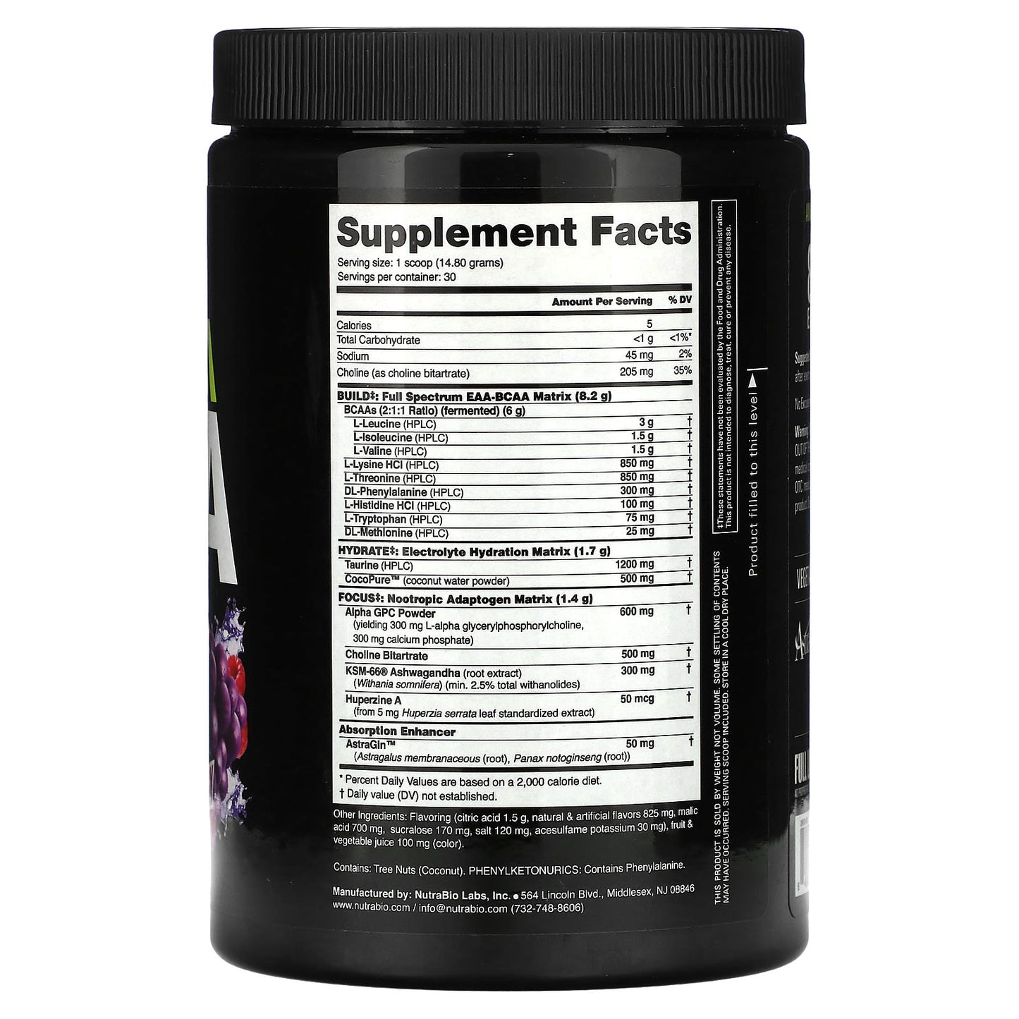 NutraBio, Alpha EAA, Grape Berry Crush, 0.98 lb (444 g) - Image 2