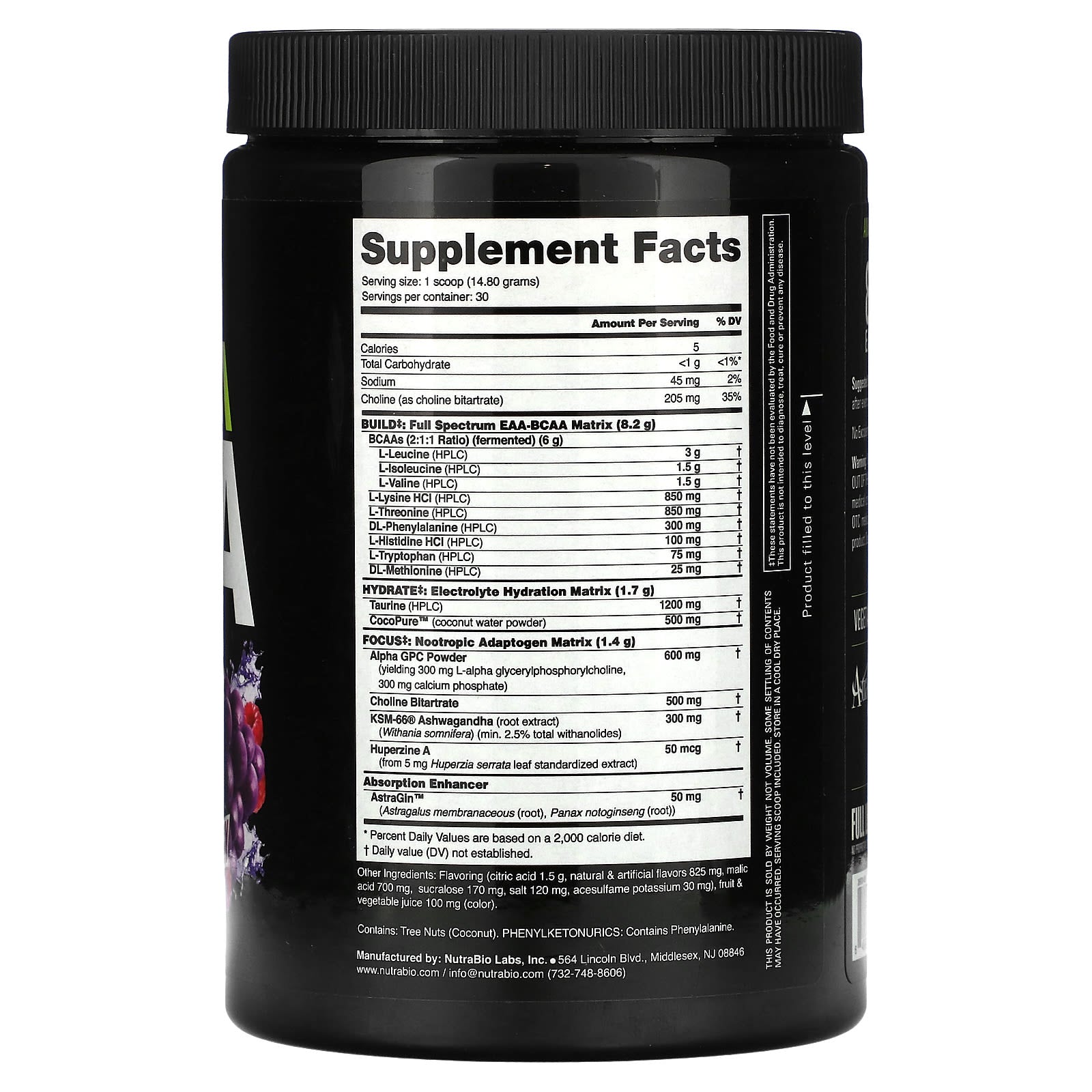 NutraBio, Alpha EAA, Grape Berry Crush, 0.98 lb (444 g) - Image 2