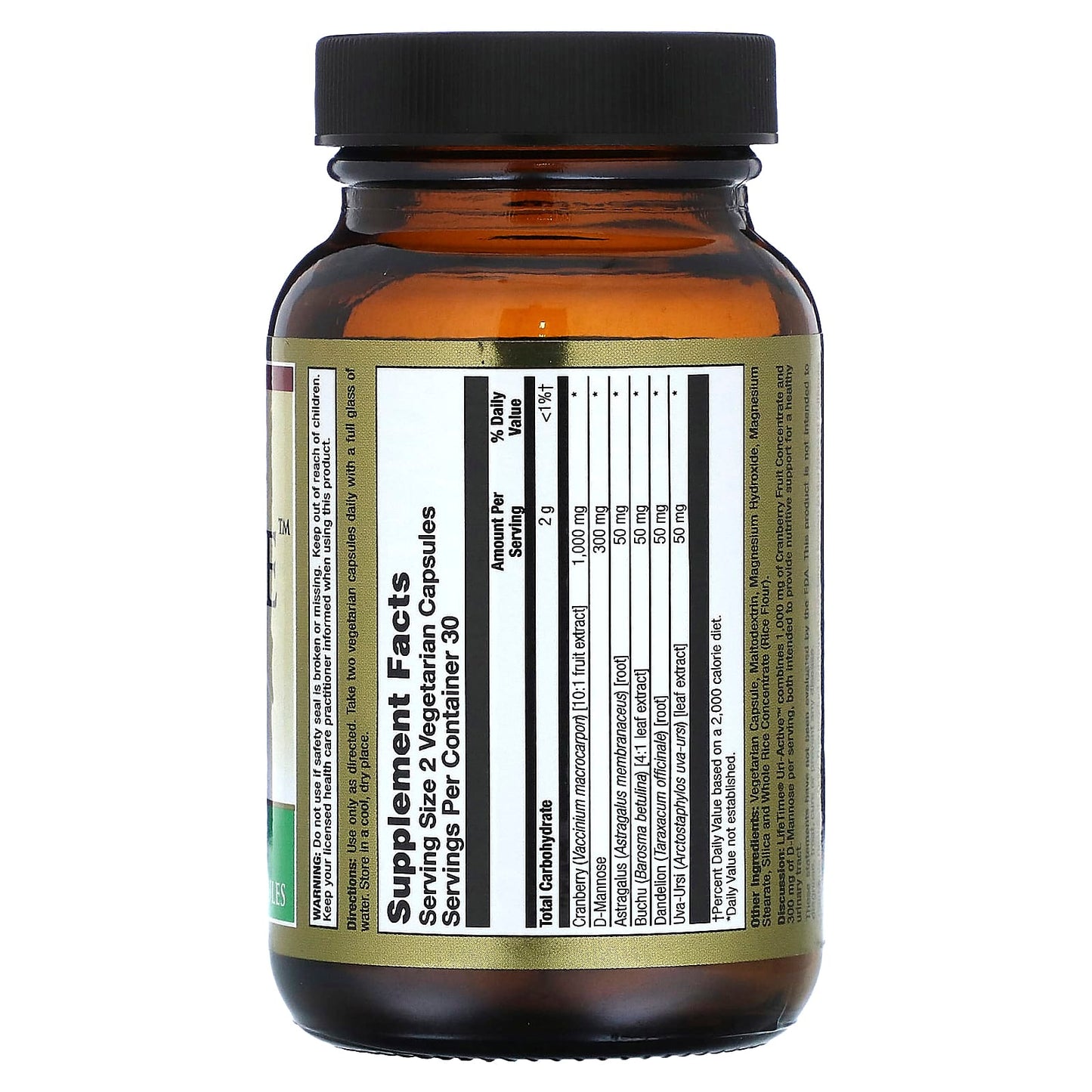 LifeTime Vitamins, Uri-Active, Cranberry Concentrate Formula with D-Mannose, 60  Vegetarian Capsules - Image 2