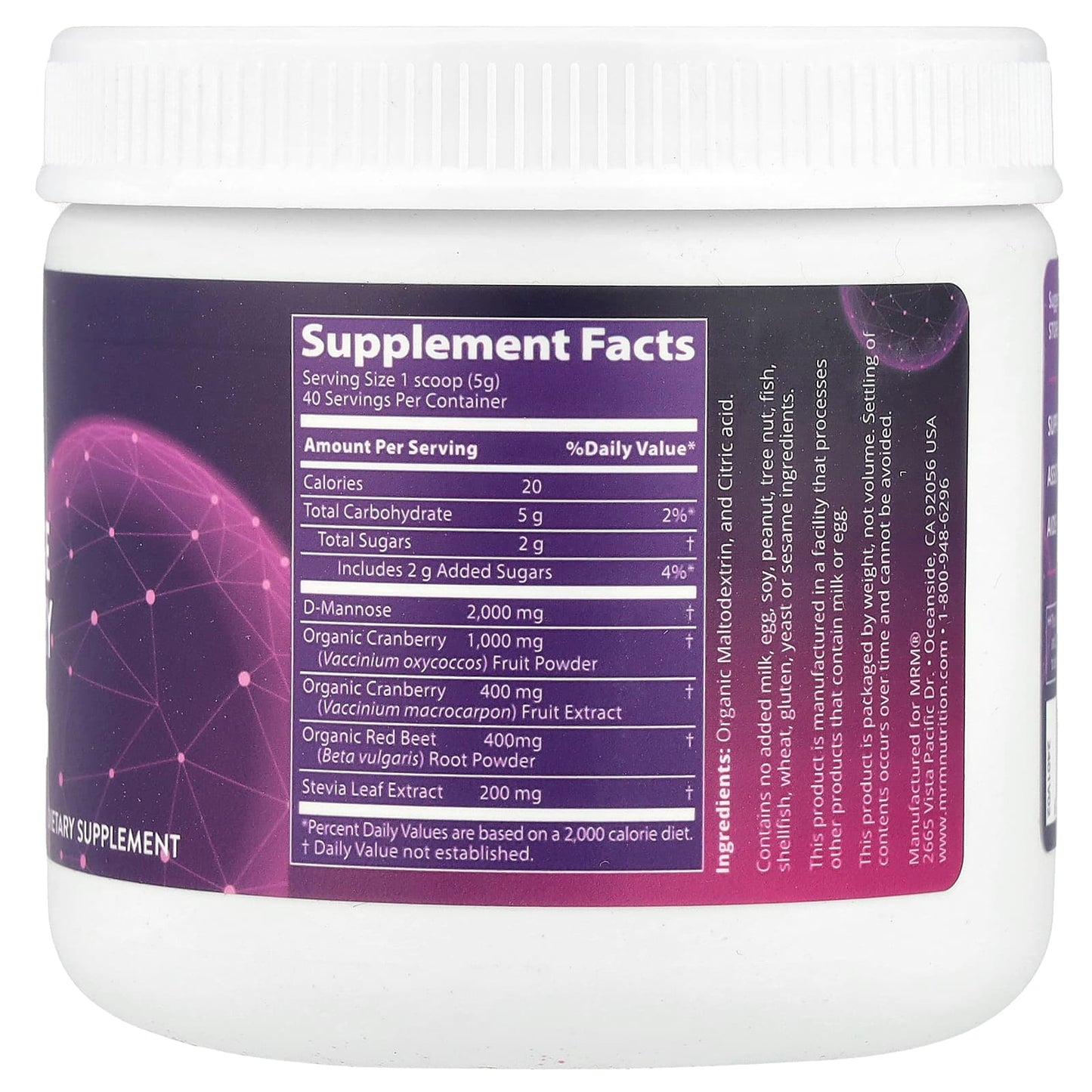 MRM Nutrition, D-Mannose + Cranberry, Cranberry, 7.05 oz (200 g) - Image 2