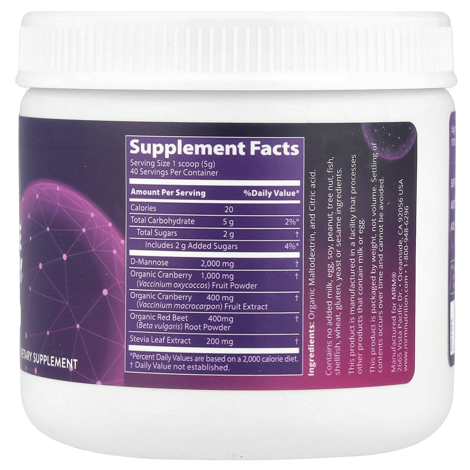 MRM Nutrition, D-Mannose + Cranberry, Cranberry, 7.05 oz (200 g) - Image 2