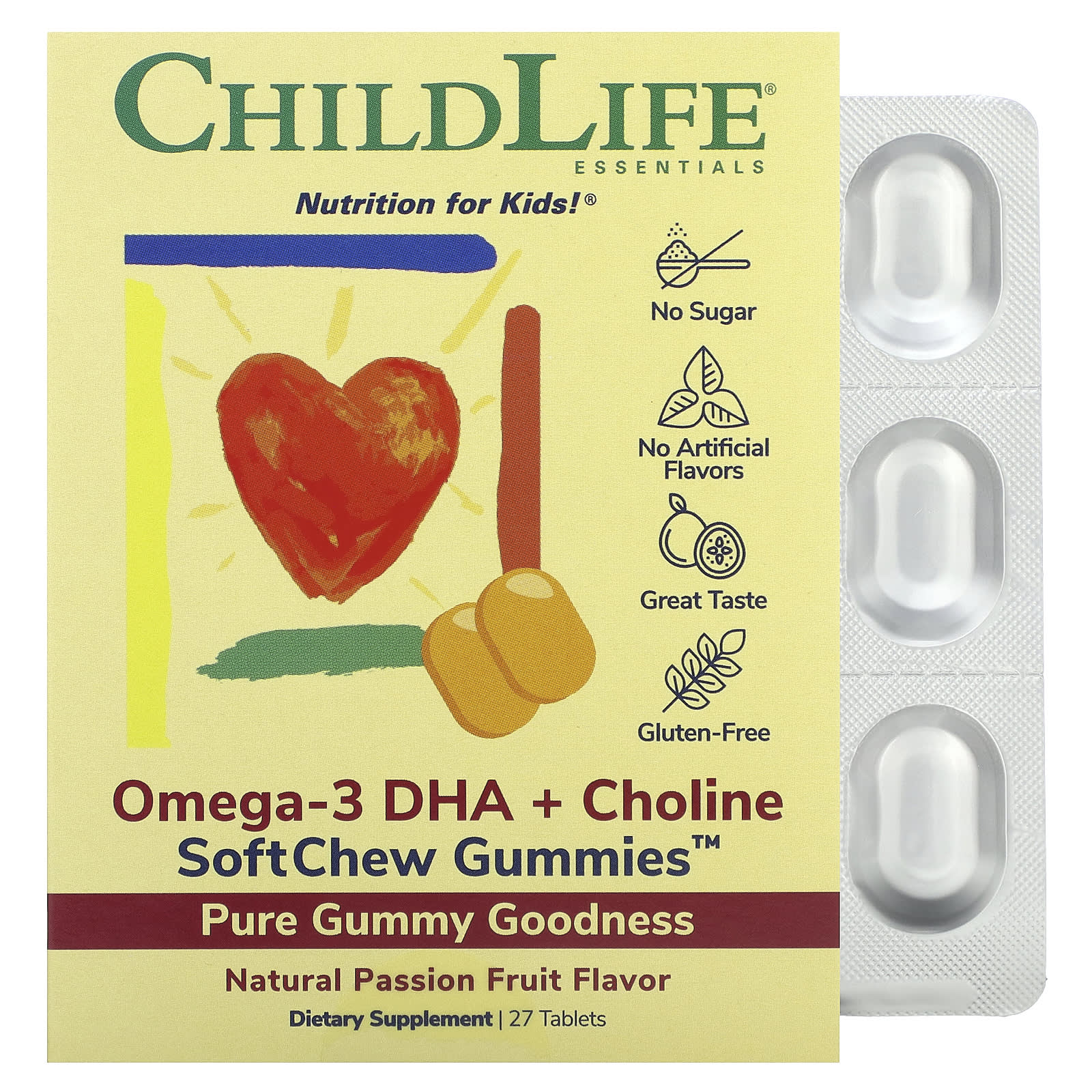 ChildLife Omega-3 DHA + Choline SoftChew Gummies for Kids - Image 1
