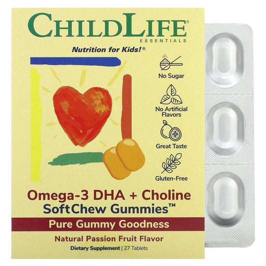ChildLife Omega-3 DHA + Choline SoftChew Gummies for Kids - Image 1