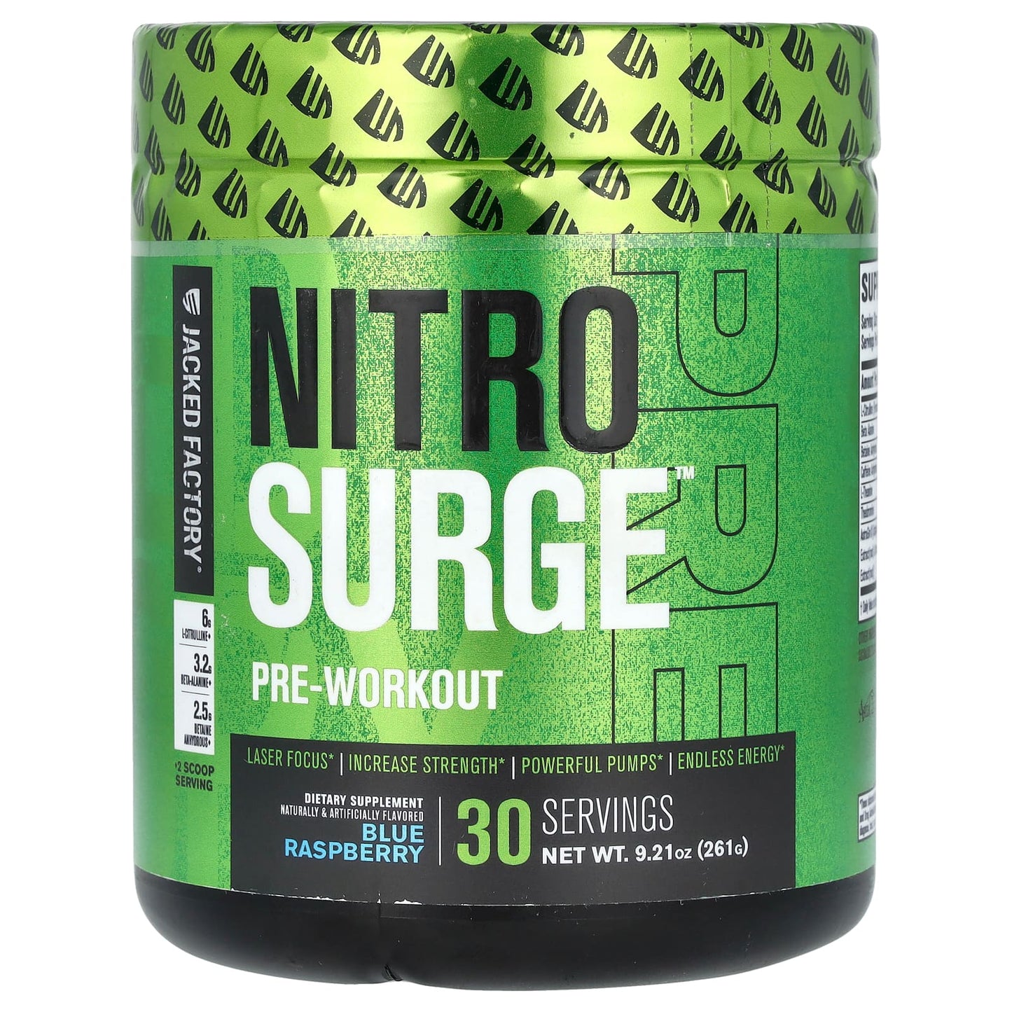 Jacked Factory Nitro Surge Pre-Workout - Blue Raspberry, 9.21 oz (261g) - Image 1