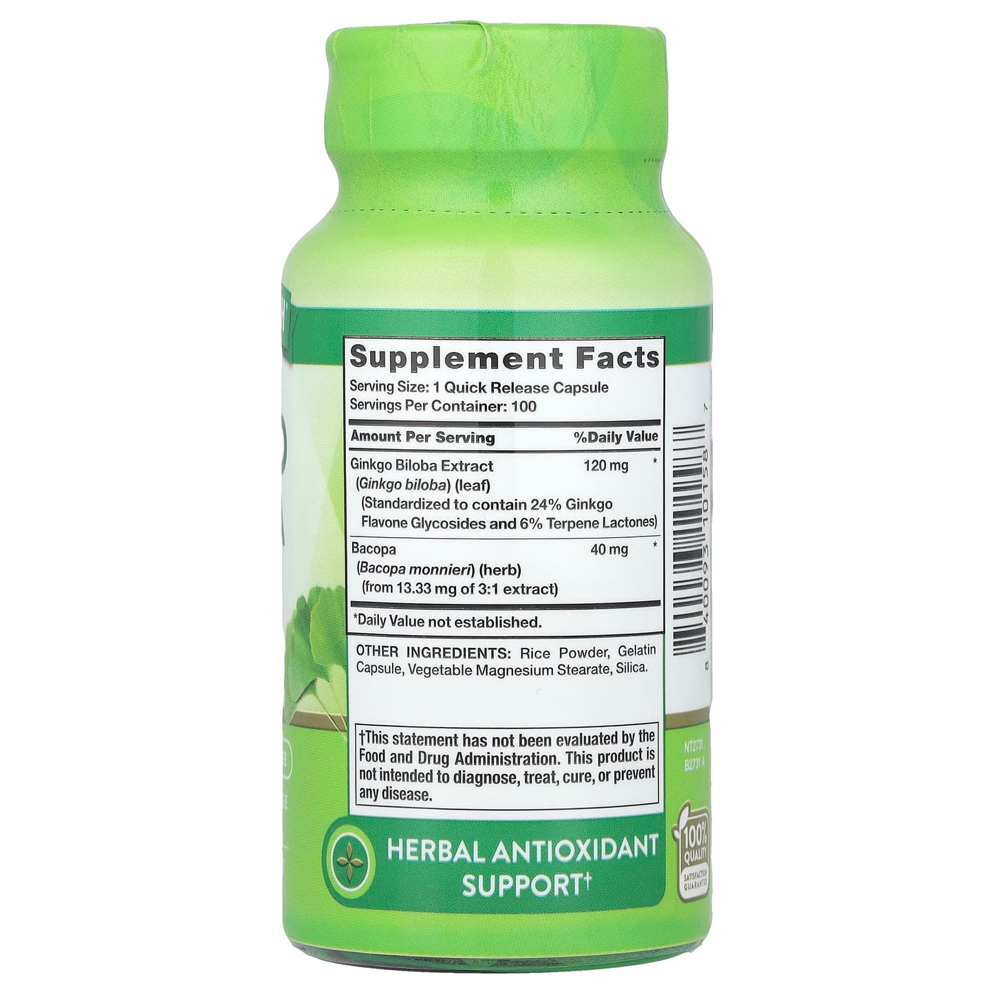 Nature's Truth, Ginkgo Biloba Plus Bacopa, 120 mg, 100 Quick Release Capsules - Image 2