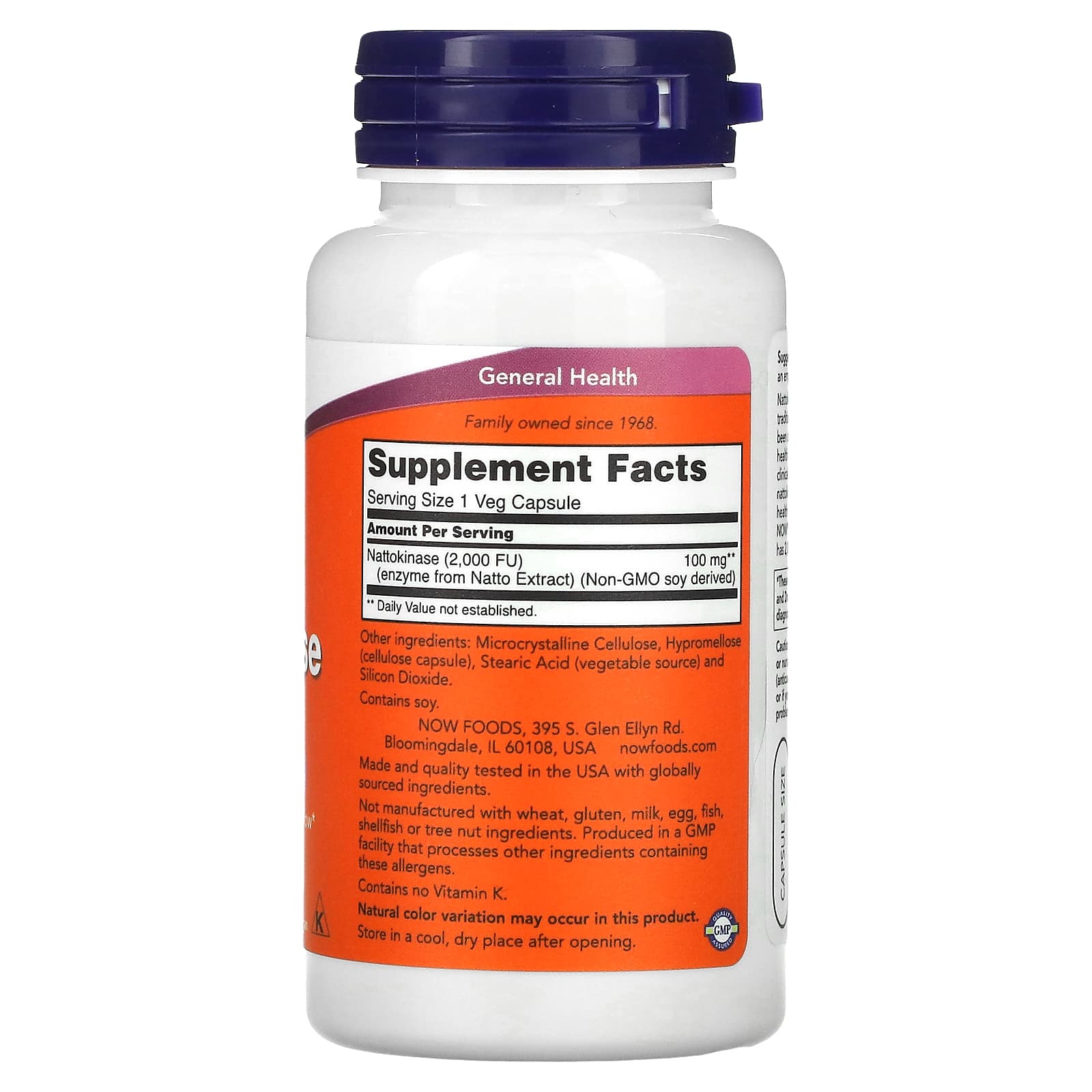 NOW Foods, Nattokinase, 100 mg, 120 Veg Capsules - Image 2