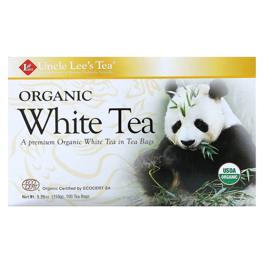 Uncle Lee's Tea, Organic White Tea, 100 Tea Bags, 5.29 oz (150 g) - Image 1