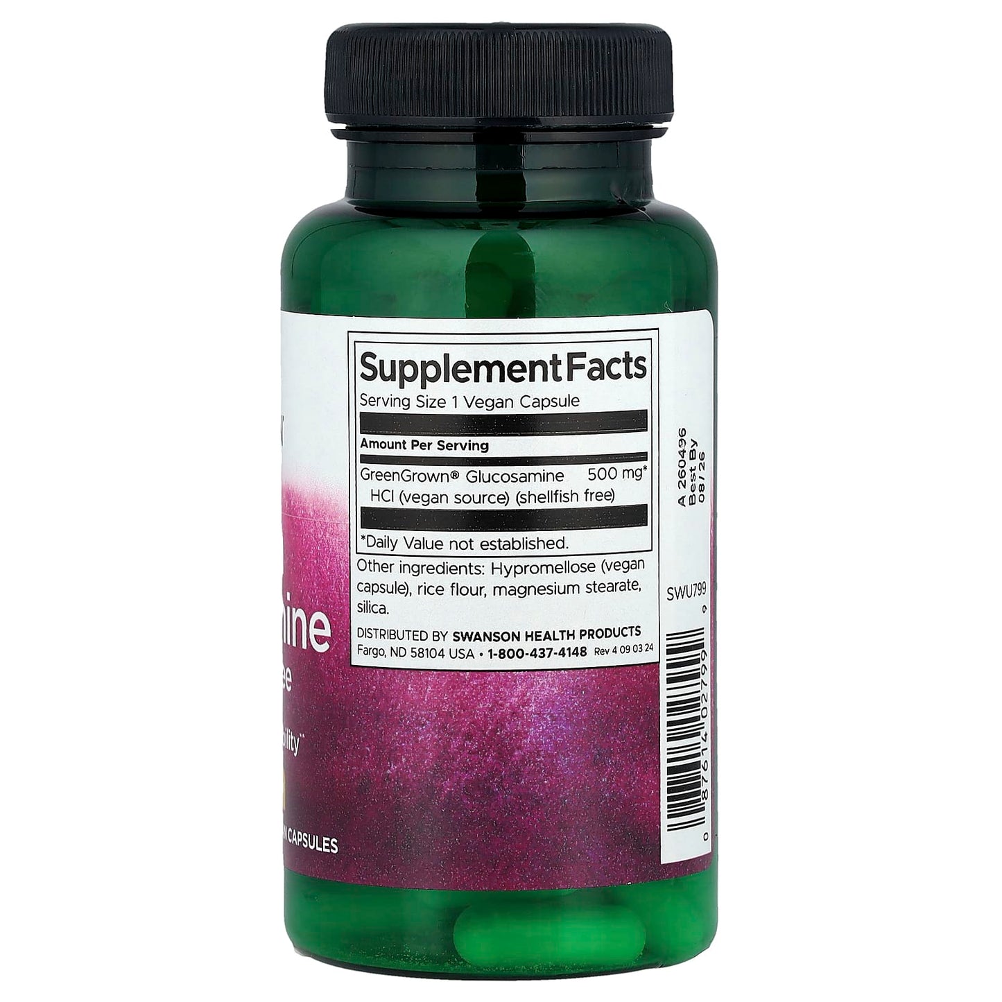 Swanson, Vegan Glucosamine, 500 mg, 90 Vegan Capsules - Image 2