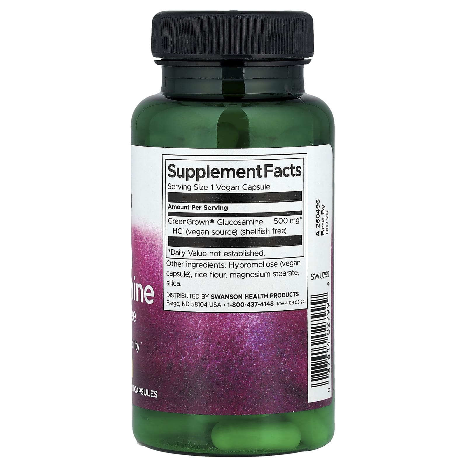 Swanson, Vegan Glucosamine, 500 mg, 90 Vegan Capsules - Image 2