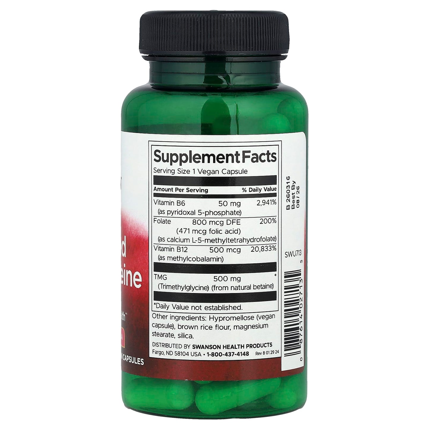 Swanson, Activated Homocysteine, 60 Vegan Capsules - Image 2