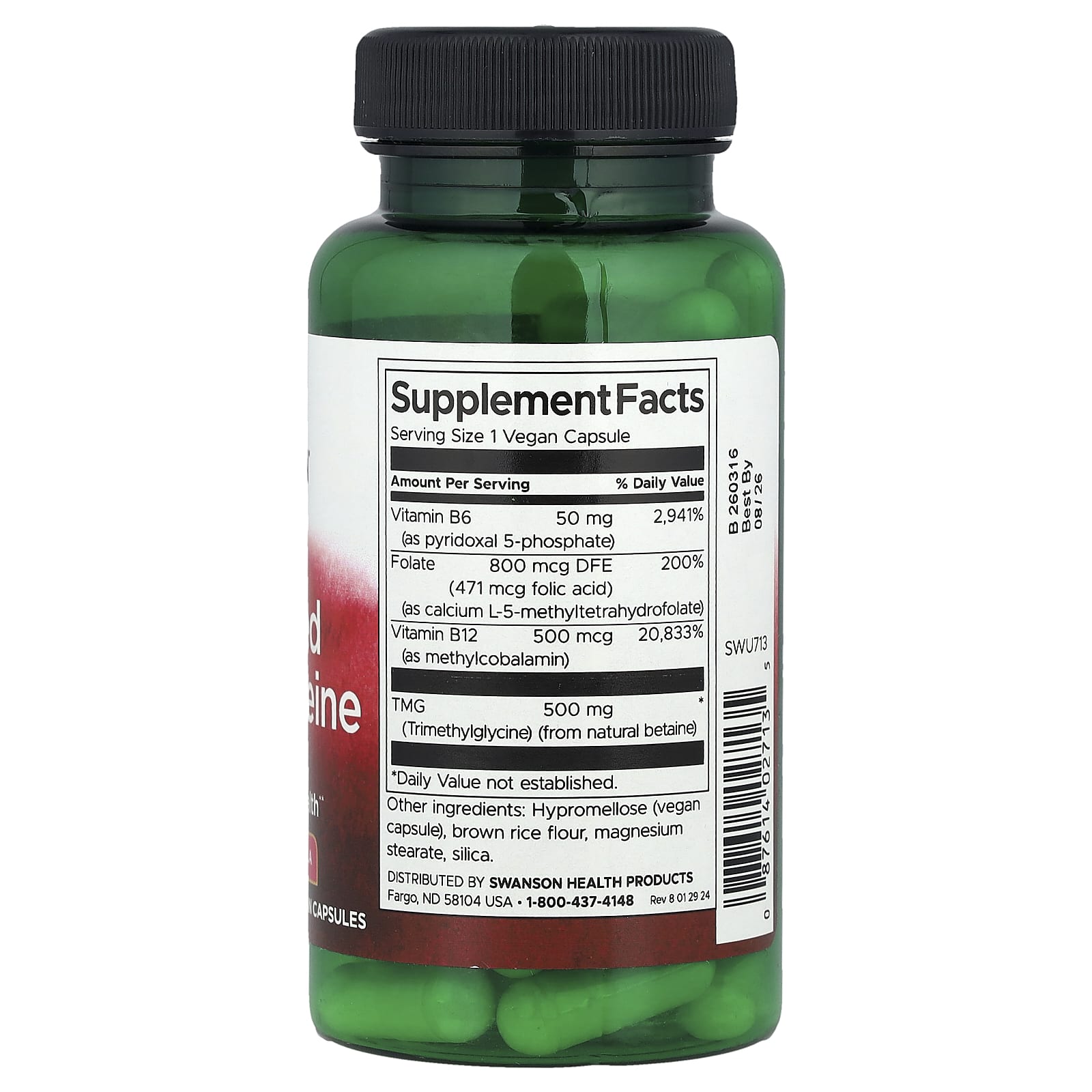 Swanson, Activated Homocysteine, 60 Vegan Capsules - Image 2
