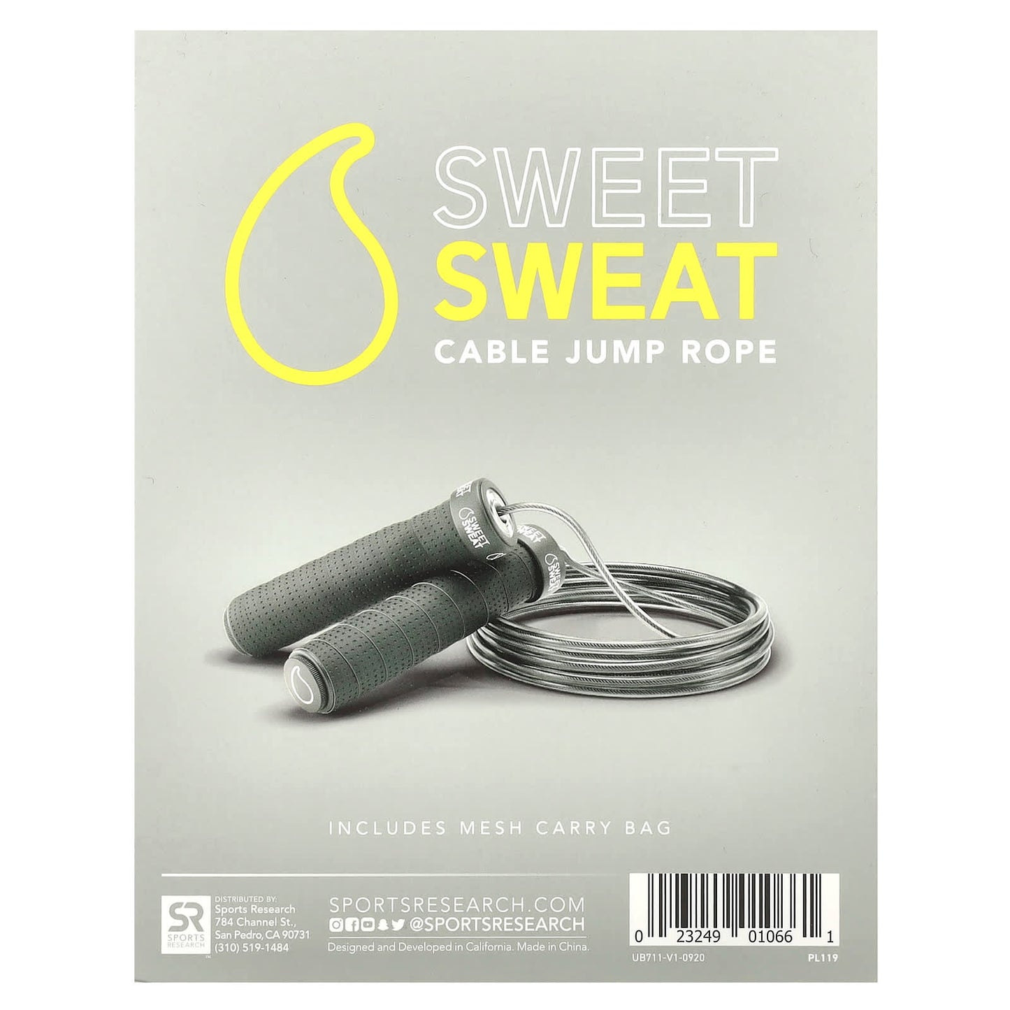 Sports Research, Sweet Sweat, Cable Jump Rope, Black, 1 Jump Rope - Image 2