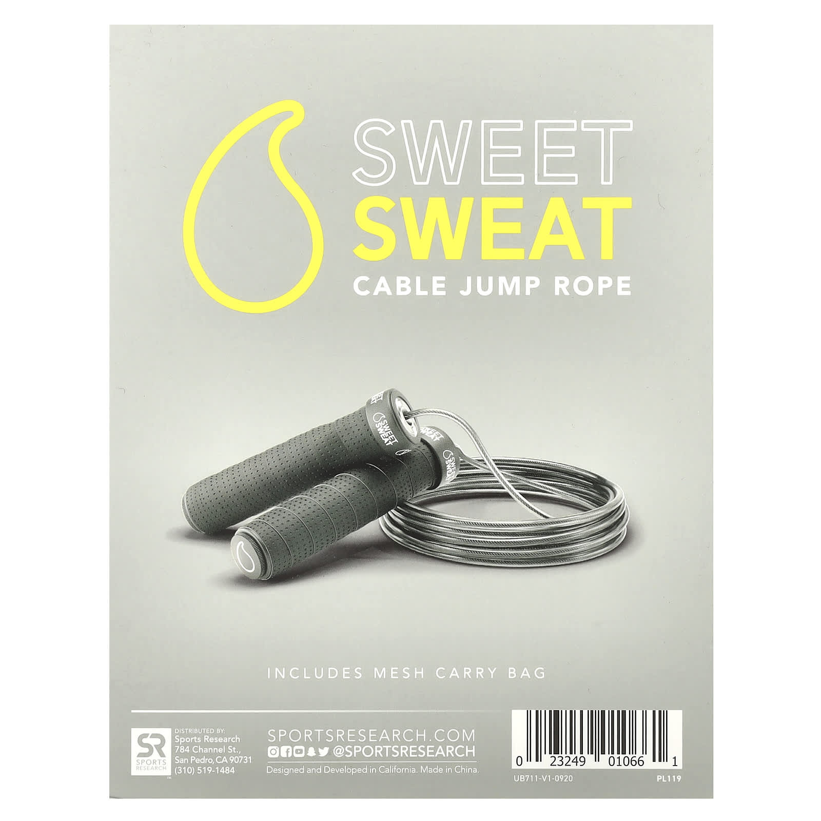 Sports Research, Sweet Sweat, Cable Jump Rope, Black, 1 Jump Rope - Image 2