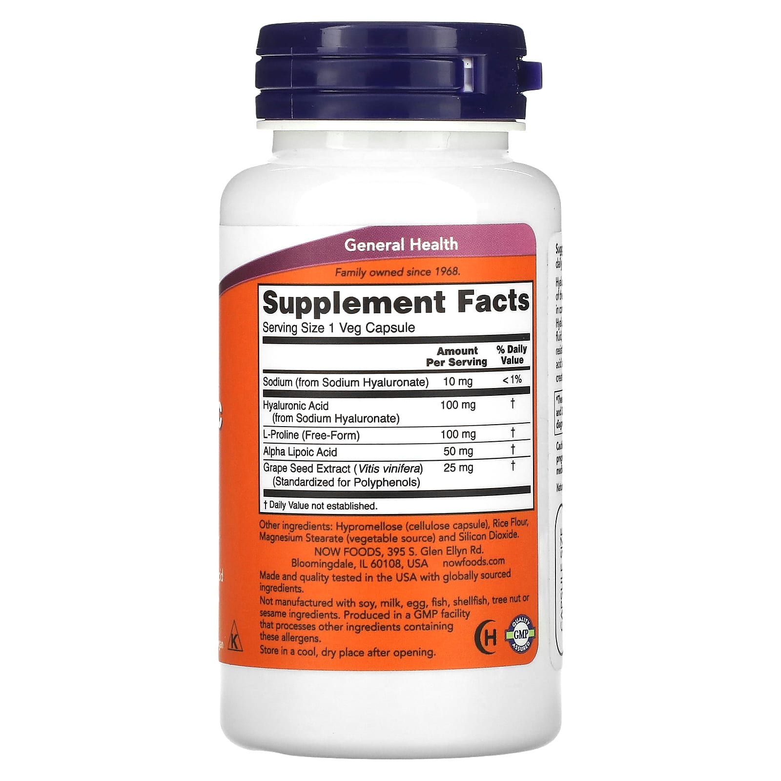 NOW Foods, Hyaluronic Acid, Double Strength, 100 mg, 60 Veg Capsules - Image 2