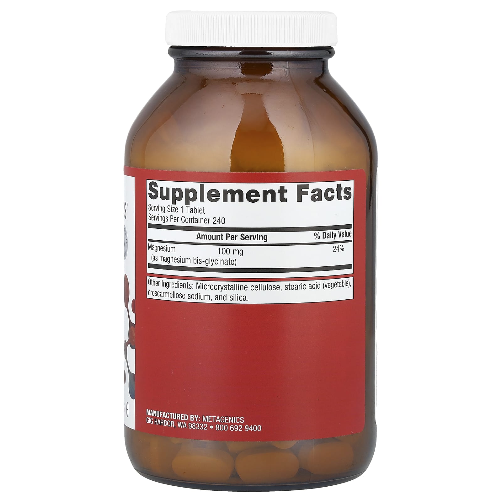 Metagenics, Magnesium Glycinate, 100 mg, 240 Tablets - Image 2