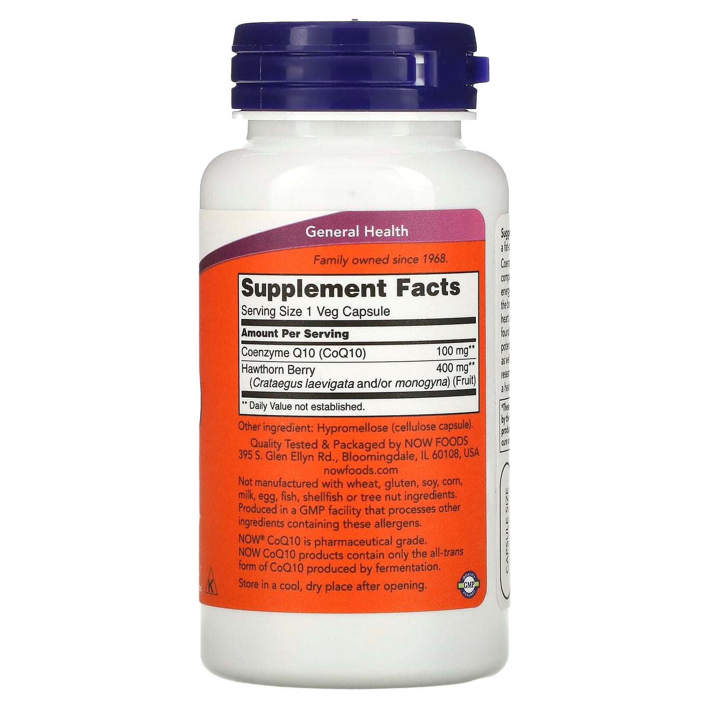 NOW Foods, CoQ10 with Hawthorn Berry, 100 mg, 90 Veg Capsules - Image 2