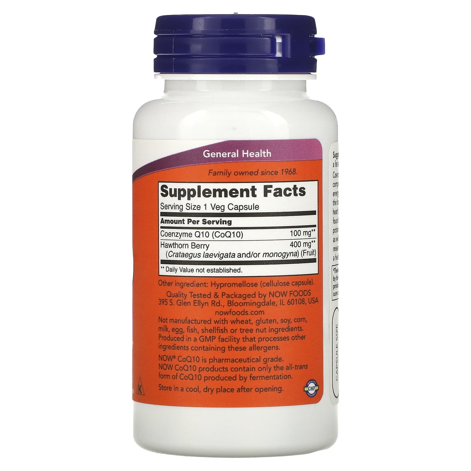 NOW Foods, CoQ10 with Hawthorn Berry, 100 mg, 90 Veg Capsules - Image 2