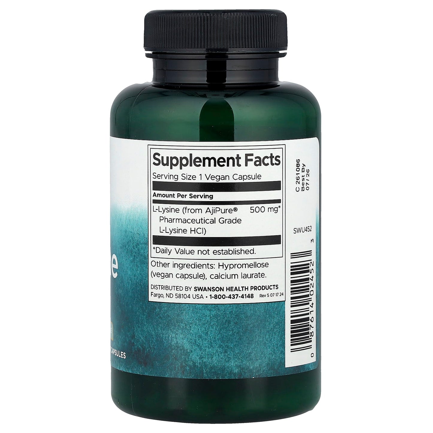 Swanson, L-Lysine, 90 Vegan Capsules (500 mg per Capsule) - Image 2