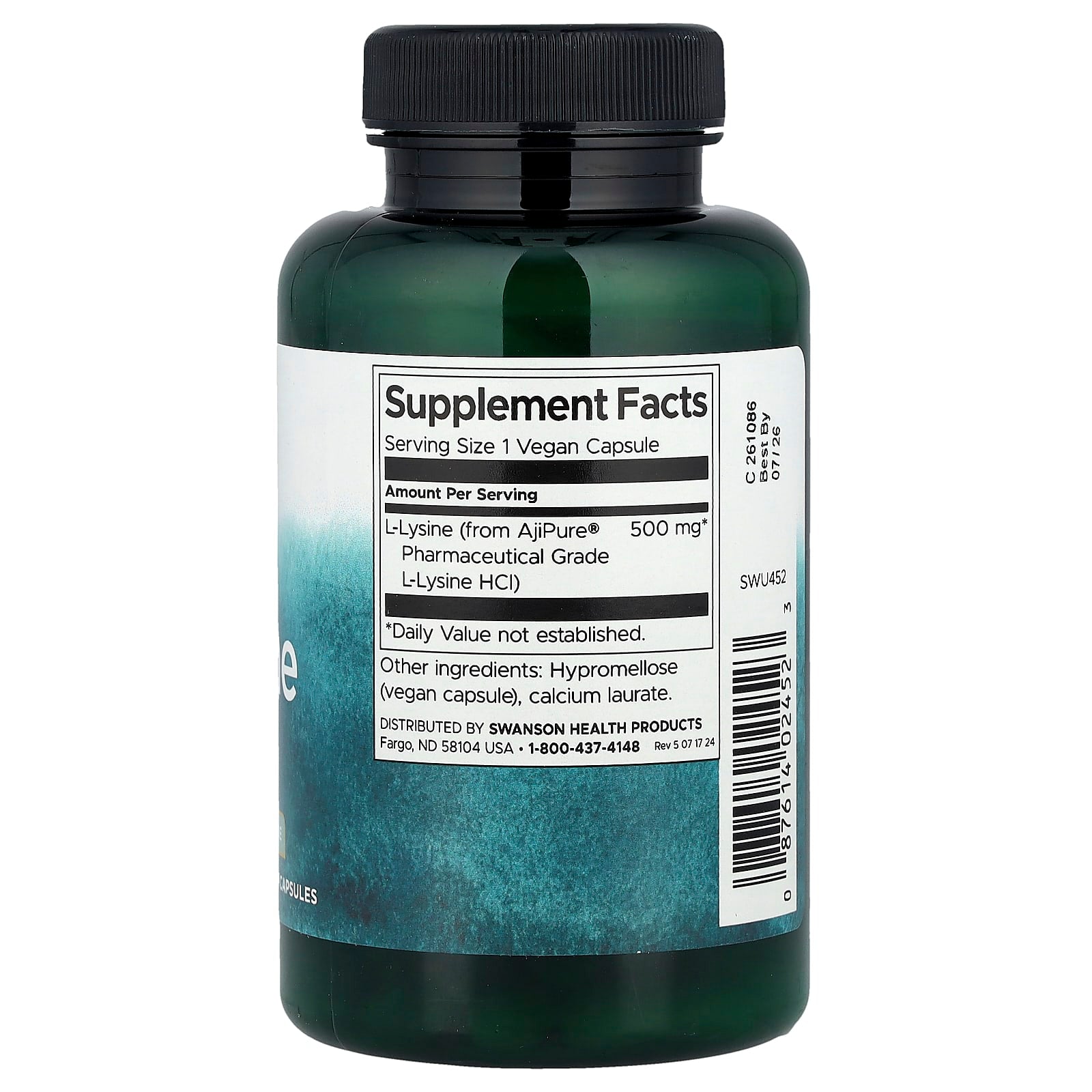 Swanson, L-Lysine, 90 Vegan Capsules (500 mg per Capsule) - Image 2