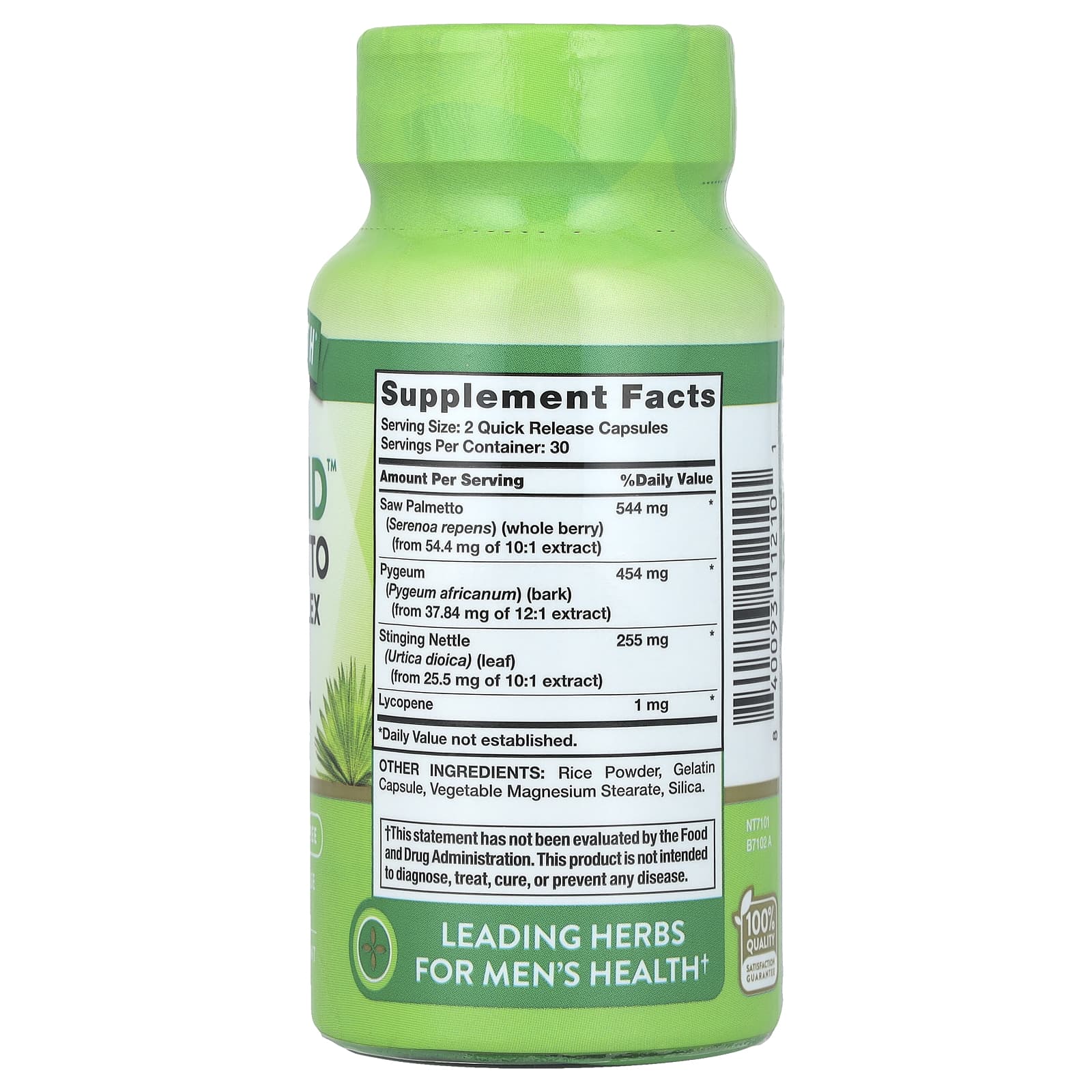 Nature's Truth, ProstAid™ Saw Palmetto Herbal Complex, 60 Quick Release Capsules - Image 2