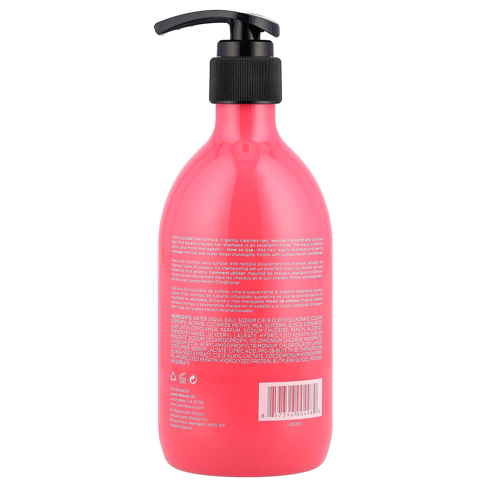 Luseta Beauty, Keratin Shampoo, For Damaged & Dry Hair, 16.9 fl oz (500 ml) - Image 2