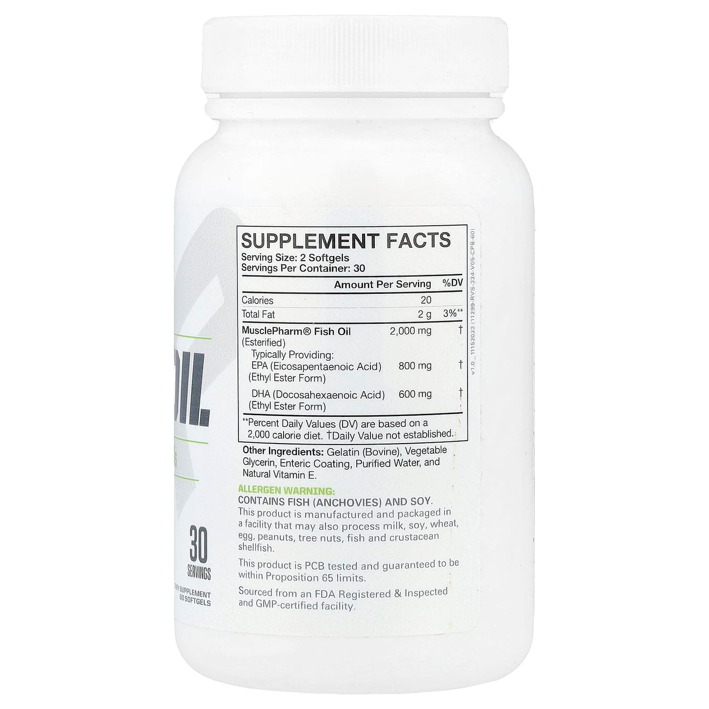 MusclePharm, Essentials®, Fish Oil, 2,000 mg, 60 Softgels (1,000 mg per Softgel)