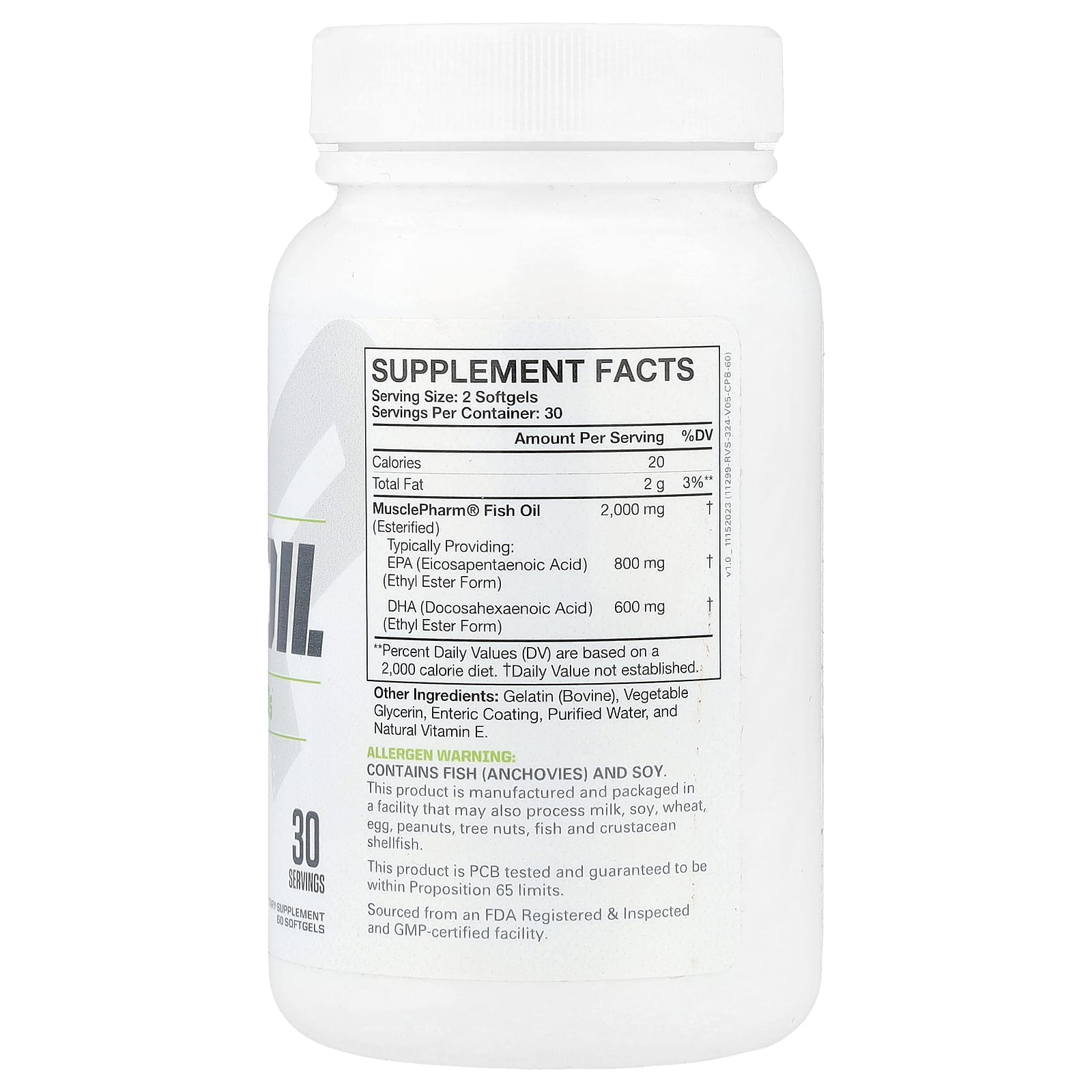 MusclePharm, Essentials®, Fish Oil, 2,000 mg, 60 Softgels (1,000 mg per Softgel)