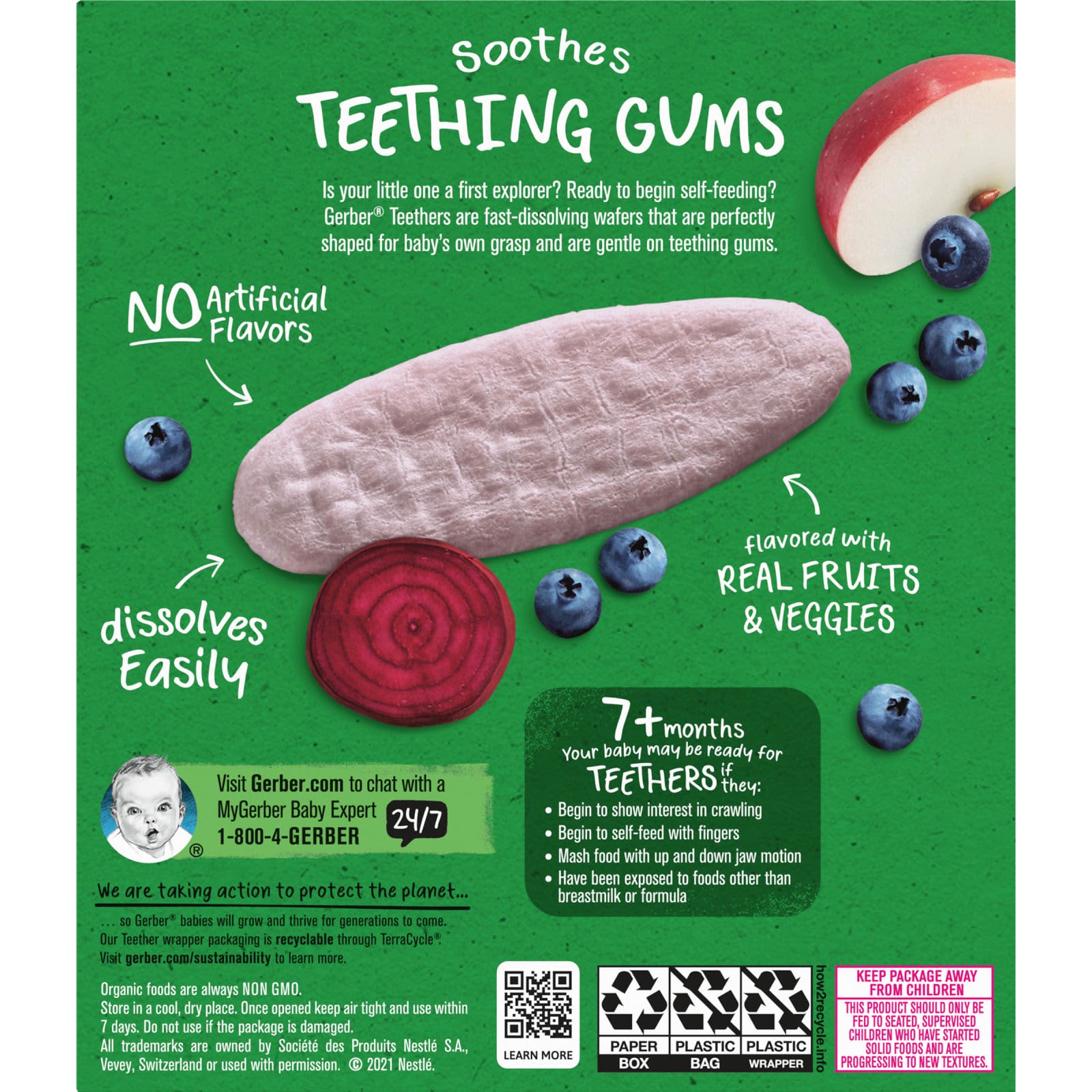 Gerber Organic Baby Teething Wafers for 7+ Months, 24-Count - Image 2
