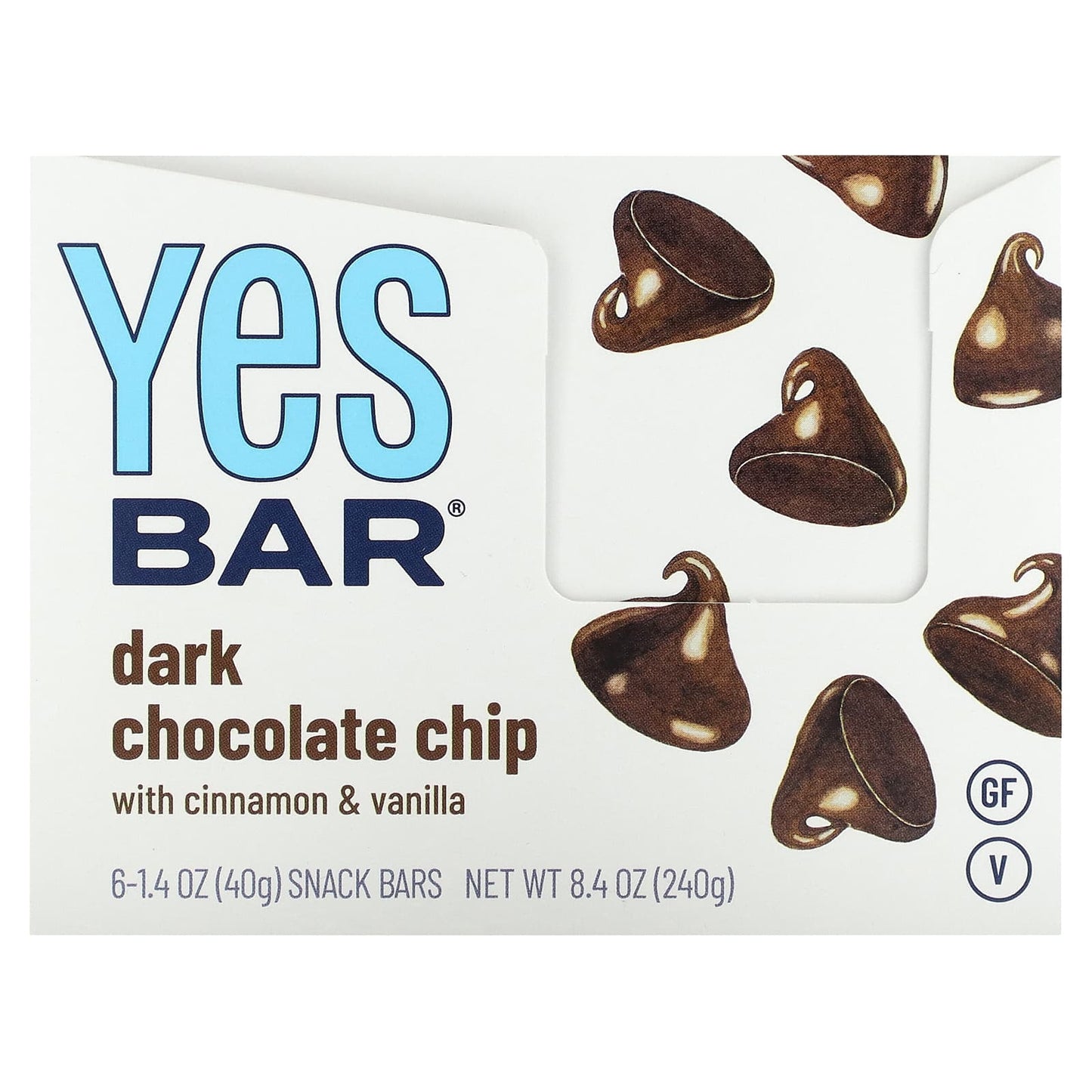 Yes Bar, Snack Bar, Dark Chocolate Chip, 6 Bars, 1.4 oz (40 g) Each - Image 1