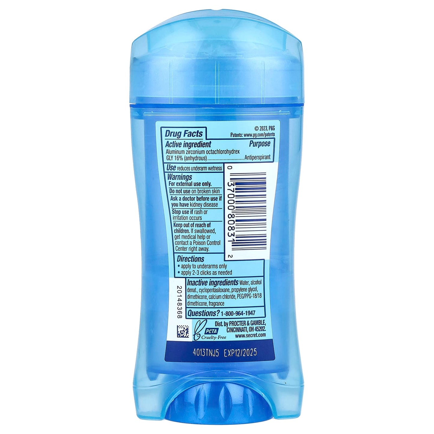 Secret, Outlast®, Sweat & Odor, Antiperspirant Deodorant, Clear Gel, Unscented, 2.6 oz (73 g) - Image 2