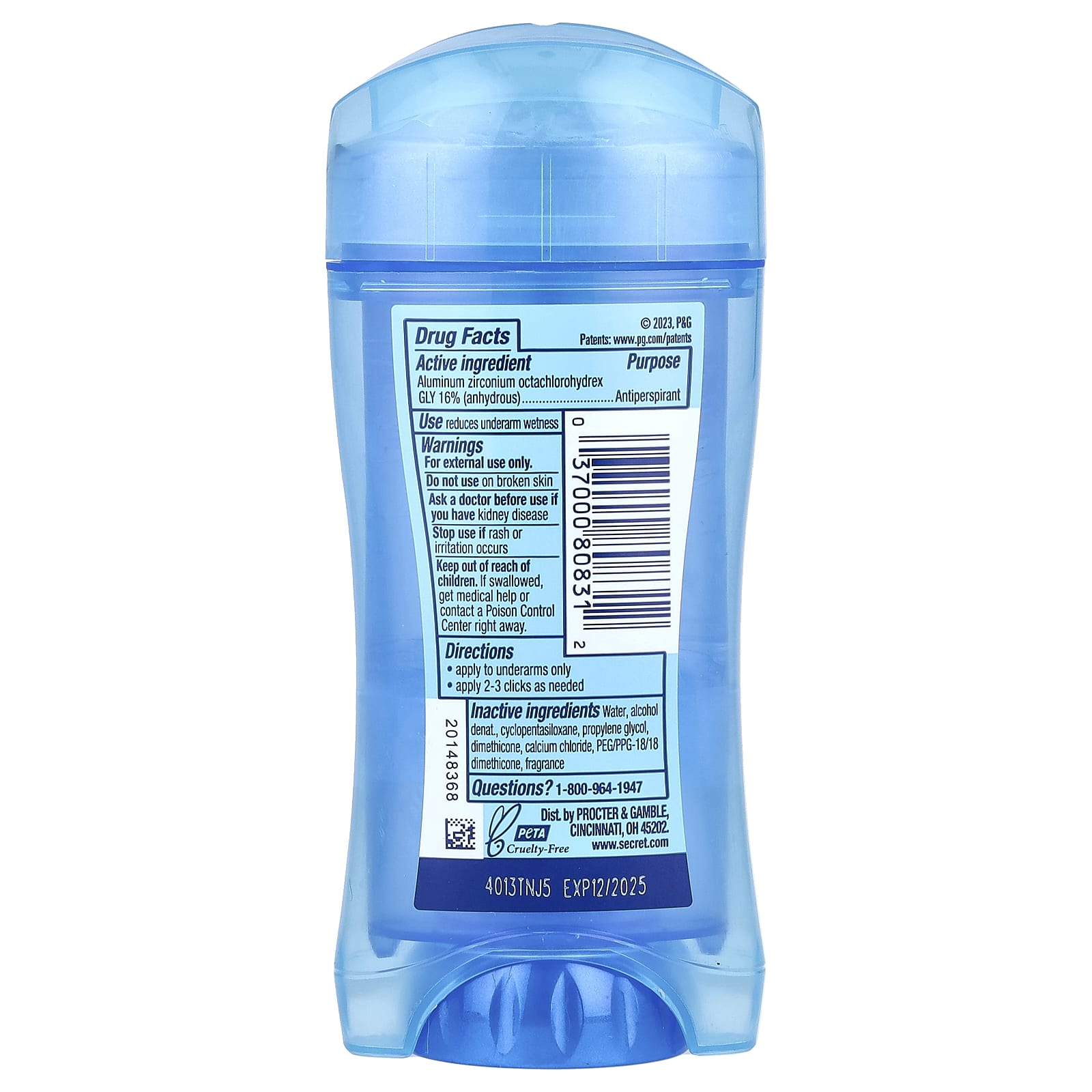 Secret, Outlast®, Sweat & Odor, Antiperspirant Deodorant, Clear Gel, Unscented, 2.6 oz (73 g) - Image 2