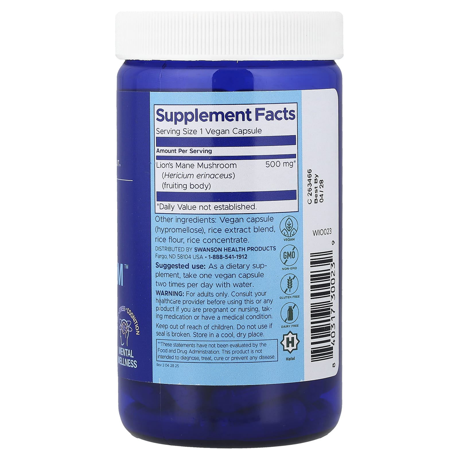 Swanson WIO, Peace of Mind Mushroom™, 30 Capsules (500 mg per Capsule) - Image 2