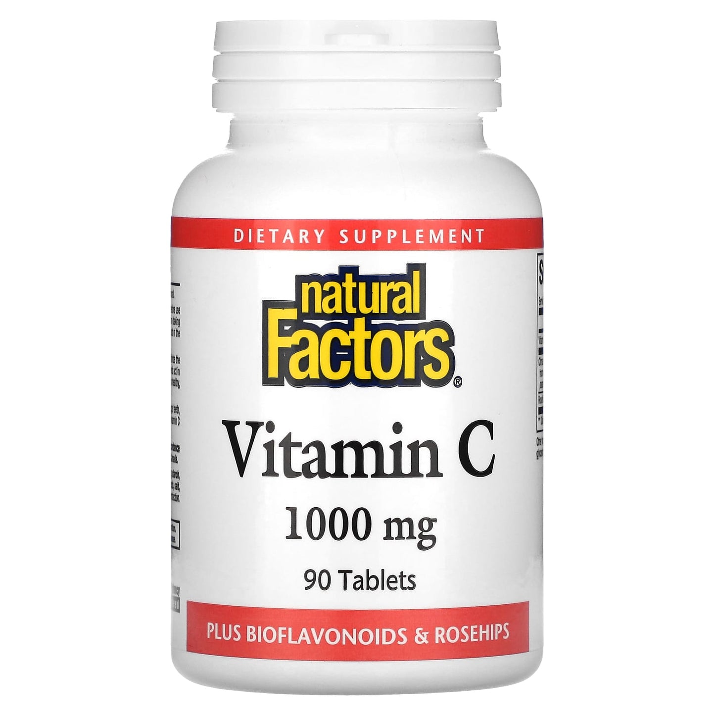 Natural Factors, Vitamin C, Plus Bioflavonoids & Rosehips, 1,000 mg, 90 Tablets - Image 1
