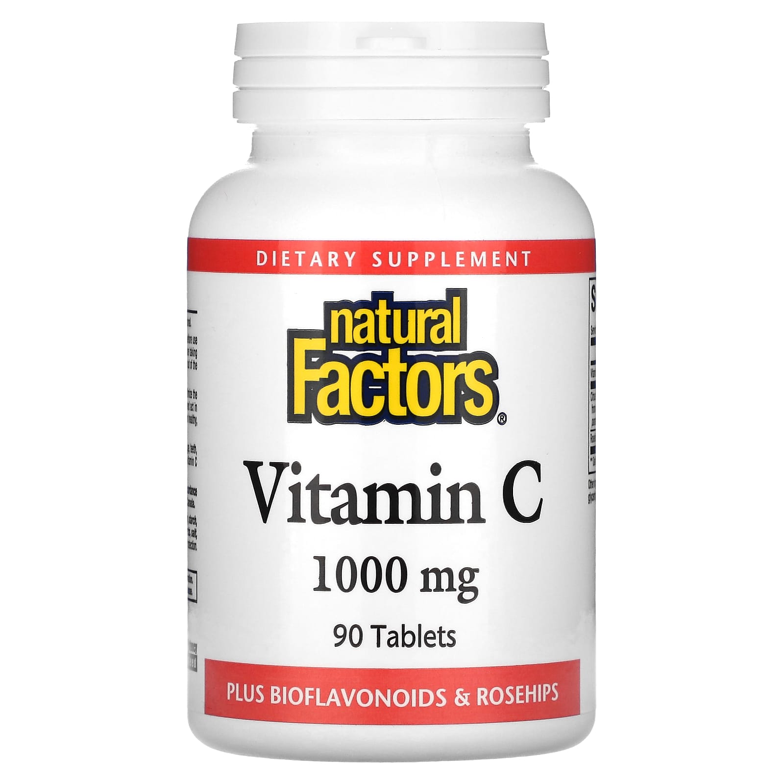 Natural Factors, Vitamin C, Plus Bioflavonoids & Rosehips, 1,000 mg, 90 Tablets - Image 1