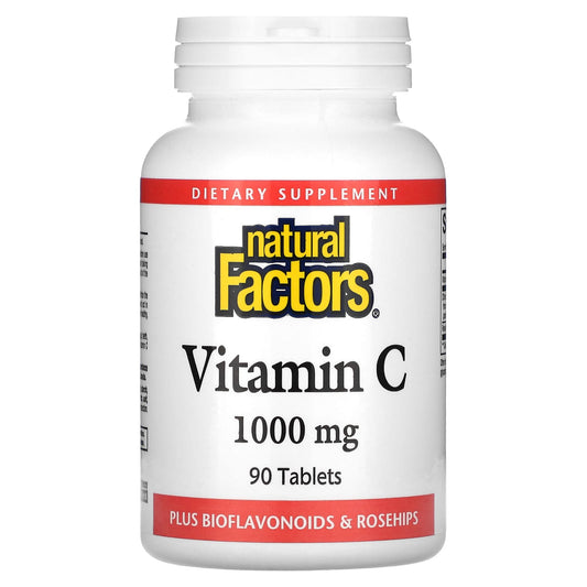 Natural Factors, Vitamin C, Plus Bioflavonoids & Rosehips, 1,000 mg, 90 Tablets - Image 1