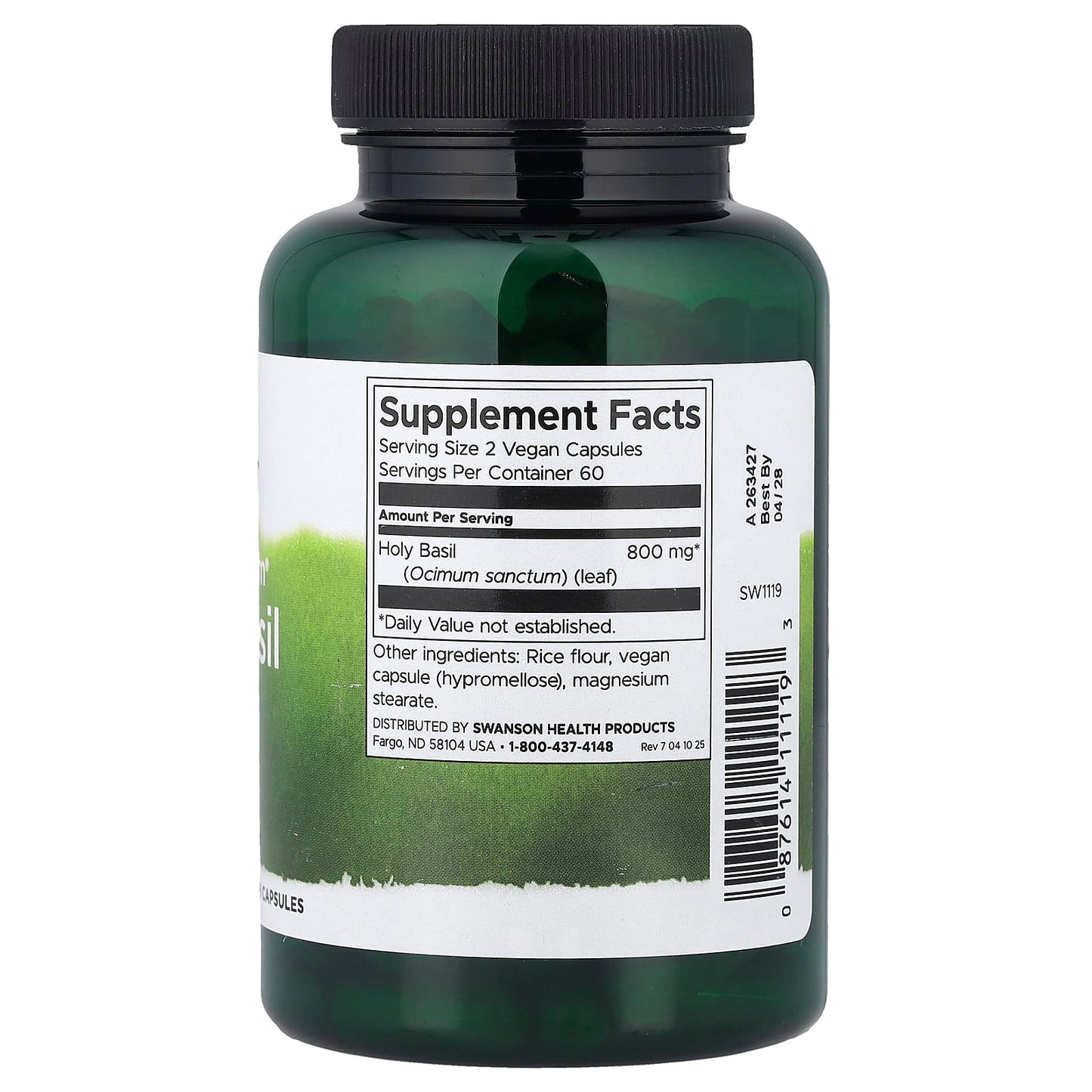 Swanson, Full Spectrum® Holy Basil Leaf, 400 mg, 120 Vegan Capsules - Image 2