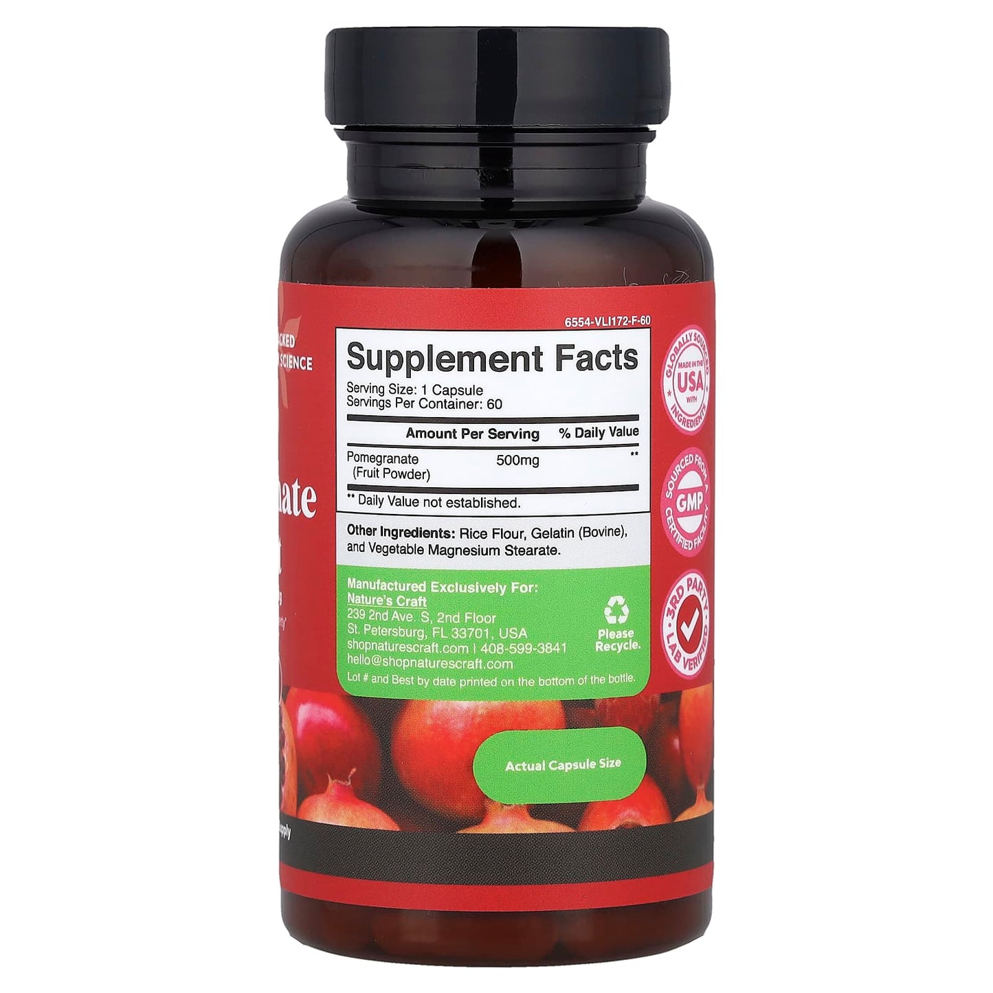 Nature's Craft, Pomegranate Extract , 500 mg, 60 Capsules - Image 2