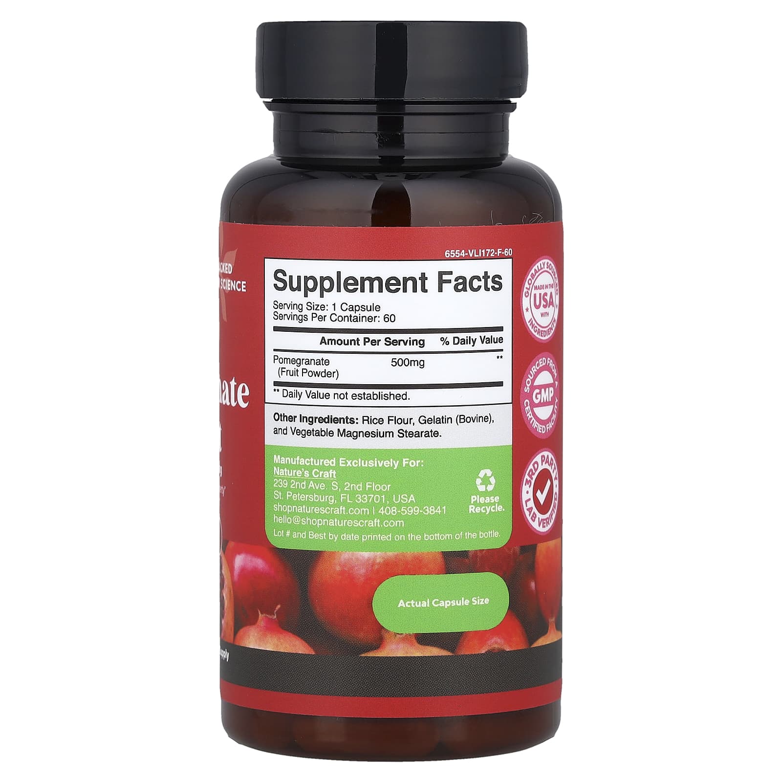 Nature's Craft, Pomegranate Extract , 500 mg, 60 Capsules - Image 2