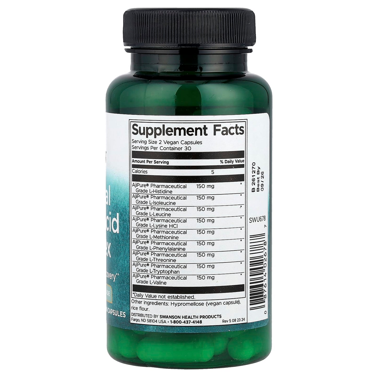Swanson, Essential Amino Acid Complex, 60 Vegan Capsules - Image 2