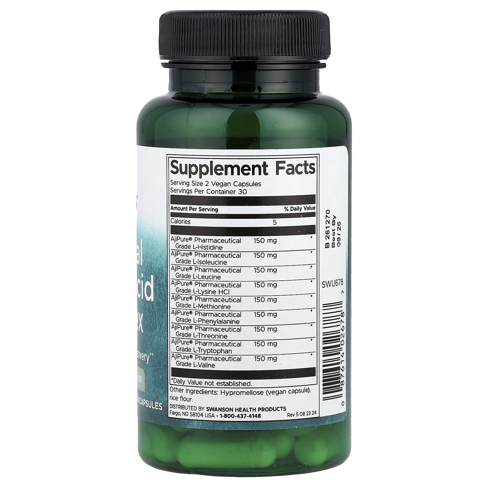 Swanson, Essential Amino Acid Complex, 60 Vegan Capsules - Image 2