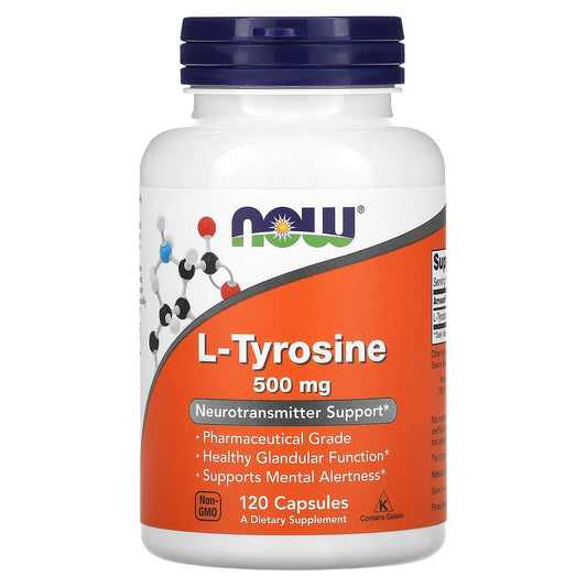NOW Foods, L-Tyrosine, 500 mg, 120 Capsules - Image 1