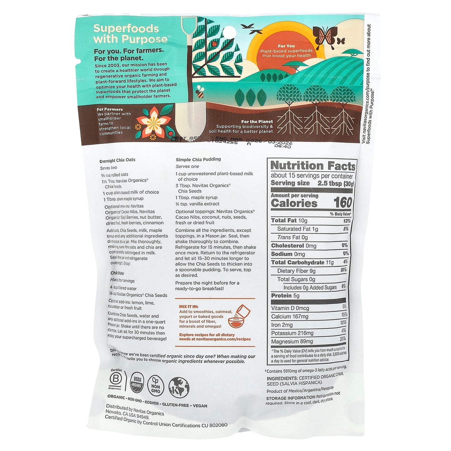Navitas Organics, Organic Chia Seeds, 16 oz (454 g) - Image 2
